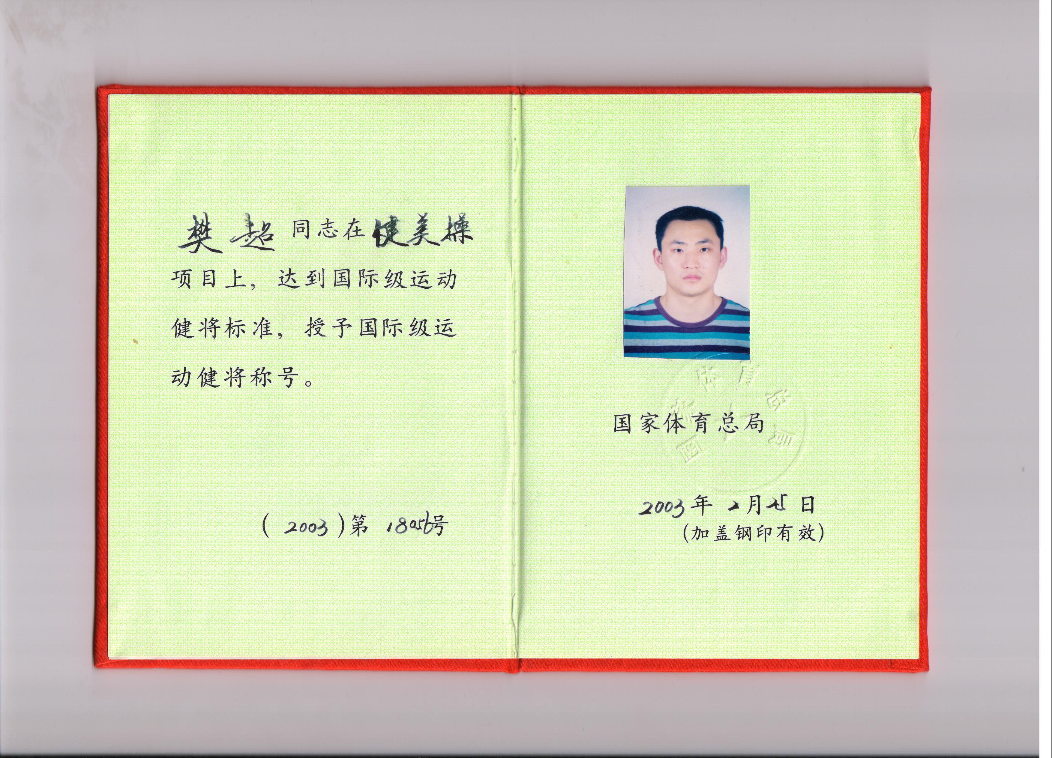 健美操国际级健将樊超